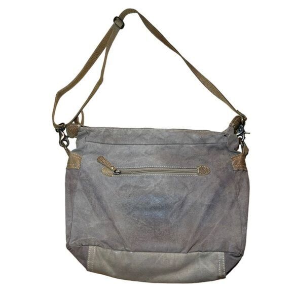 Myra Bag Tribe Strip Upcycled Canvas & Leather Aztec Crossbody Shoulder Purse - Picture 5 of 14